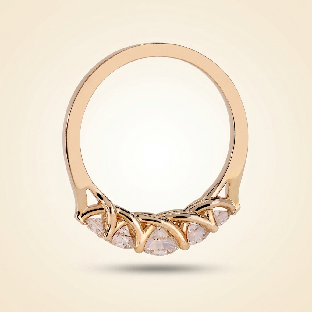 five-stone graduated round cut diamond band