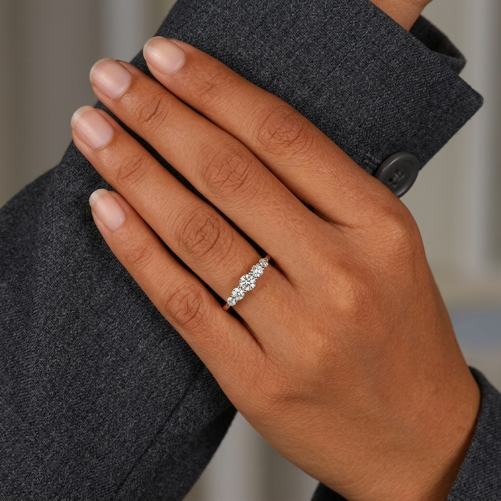 five-stone graduated round cut diamond band