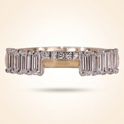 Emerald Cut Diamond Open Gap Ring Enhancer in Two-Tone Gold