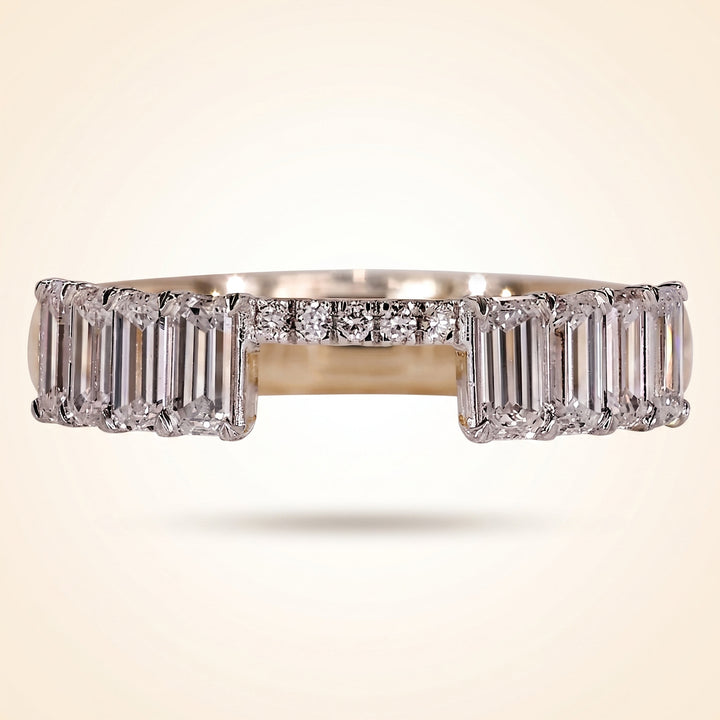 Emerald Cut Diamond Open Gap Ring Enhancer in Two-Tone Gold