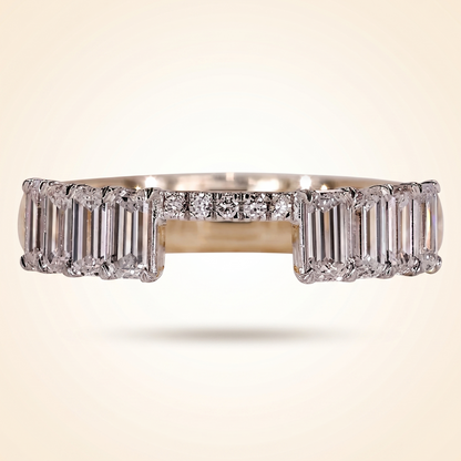Emerald Cut Diamond Open Gap Ring Enhancer in Two-Tone Gold