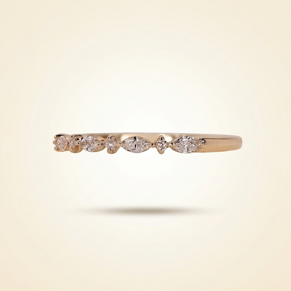 Alternating Marquise and Round Half Eternity Diamond Band