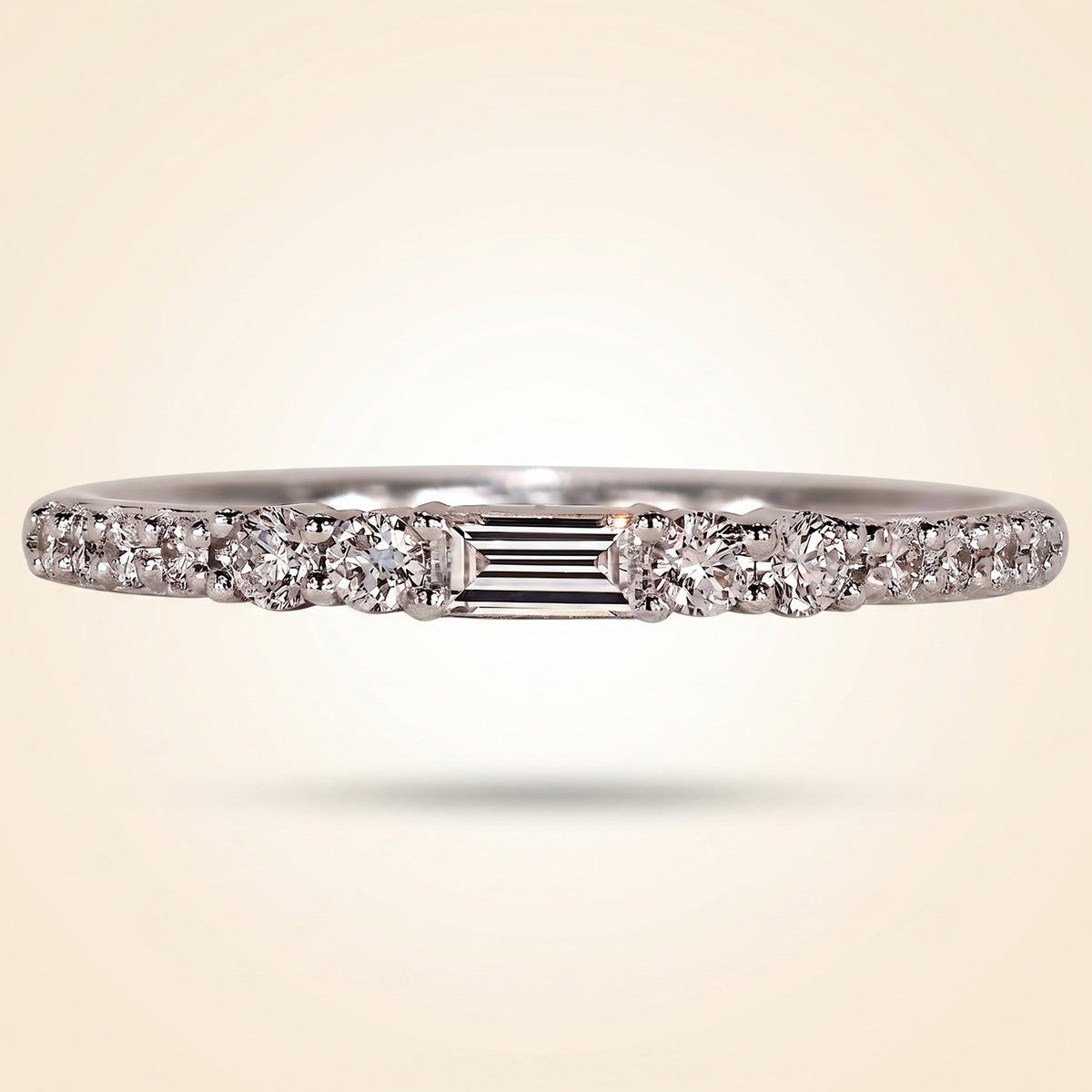 half eternity baguette and round cut diamond band