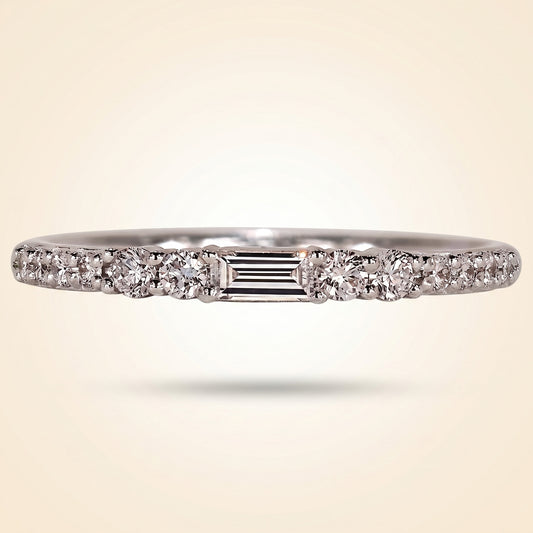 Half Eternity Baguette and Round Cut Diamond Band
