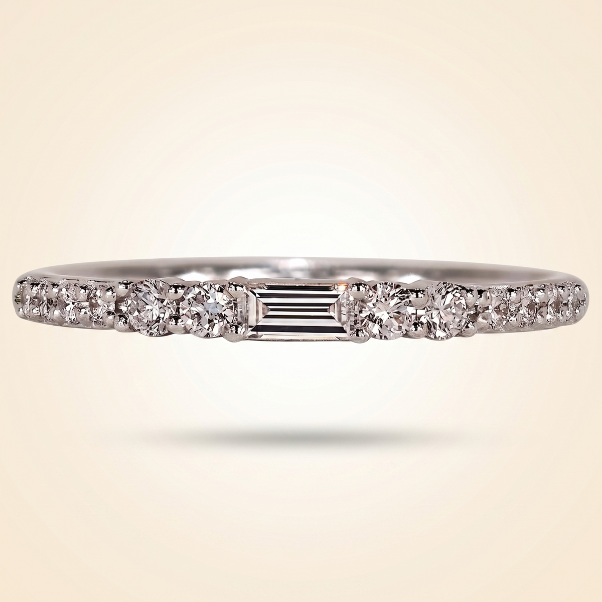 half eternity baguette and round cut diamond band