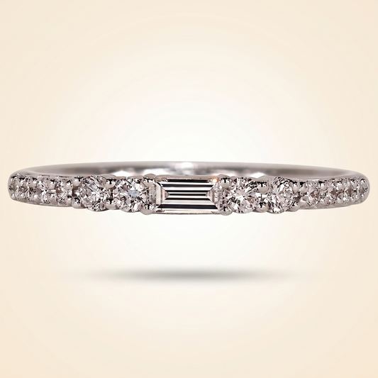 Half Eternity Baguette and Round Cut Diamond Band