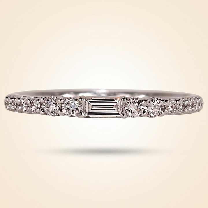 Half Eternity Baguette and Round Cut Diamond Band