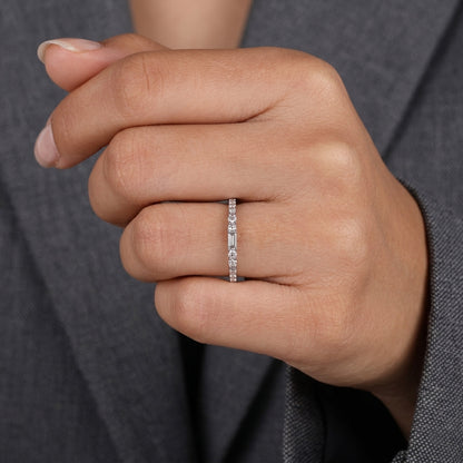 Half Eternity Baguette and Round Cut Diamond Band