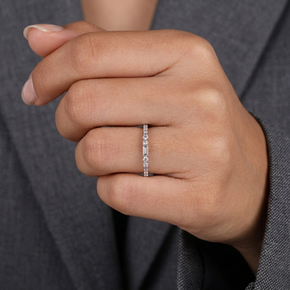 Half Eternity Baguette and Round Cut Diamond Band