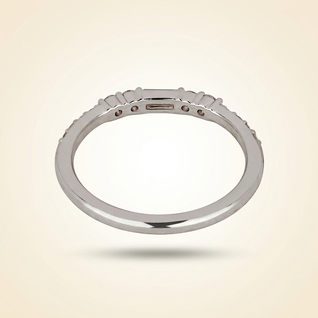 half eternity baguette and round cut diamond band