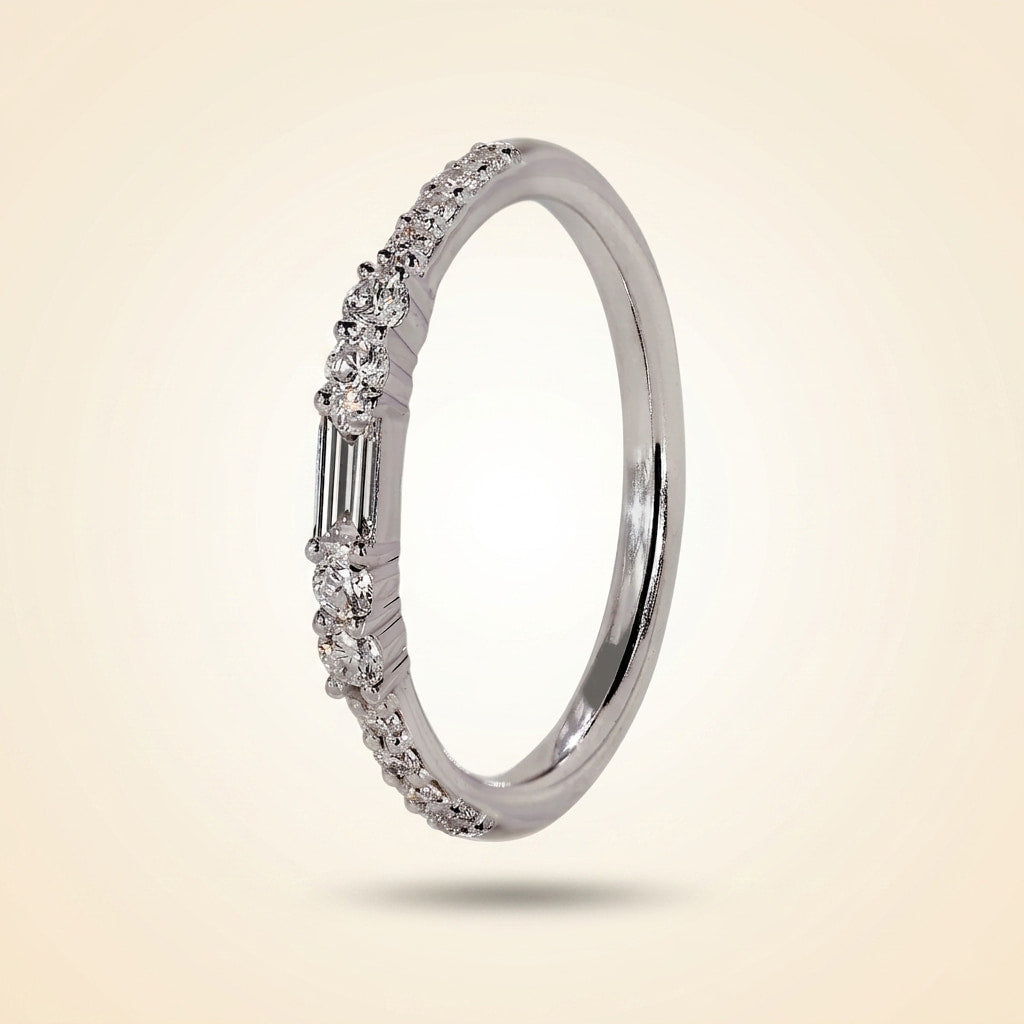 half eternity baguette and round cut diamond band
