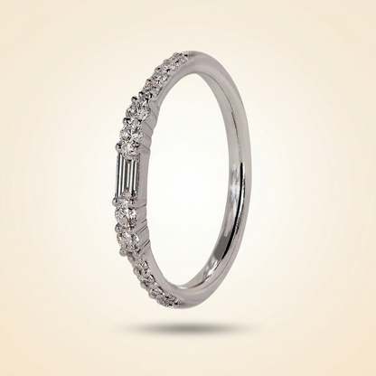 Half Eternity Baguette and Round Cut Diamond Band