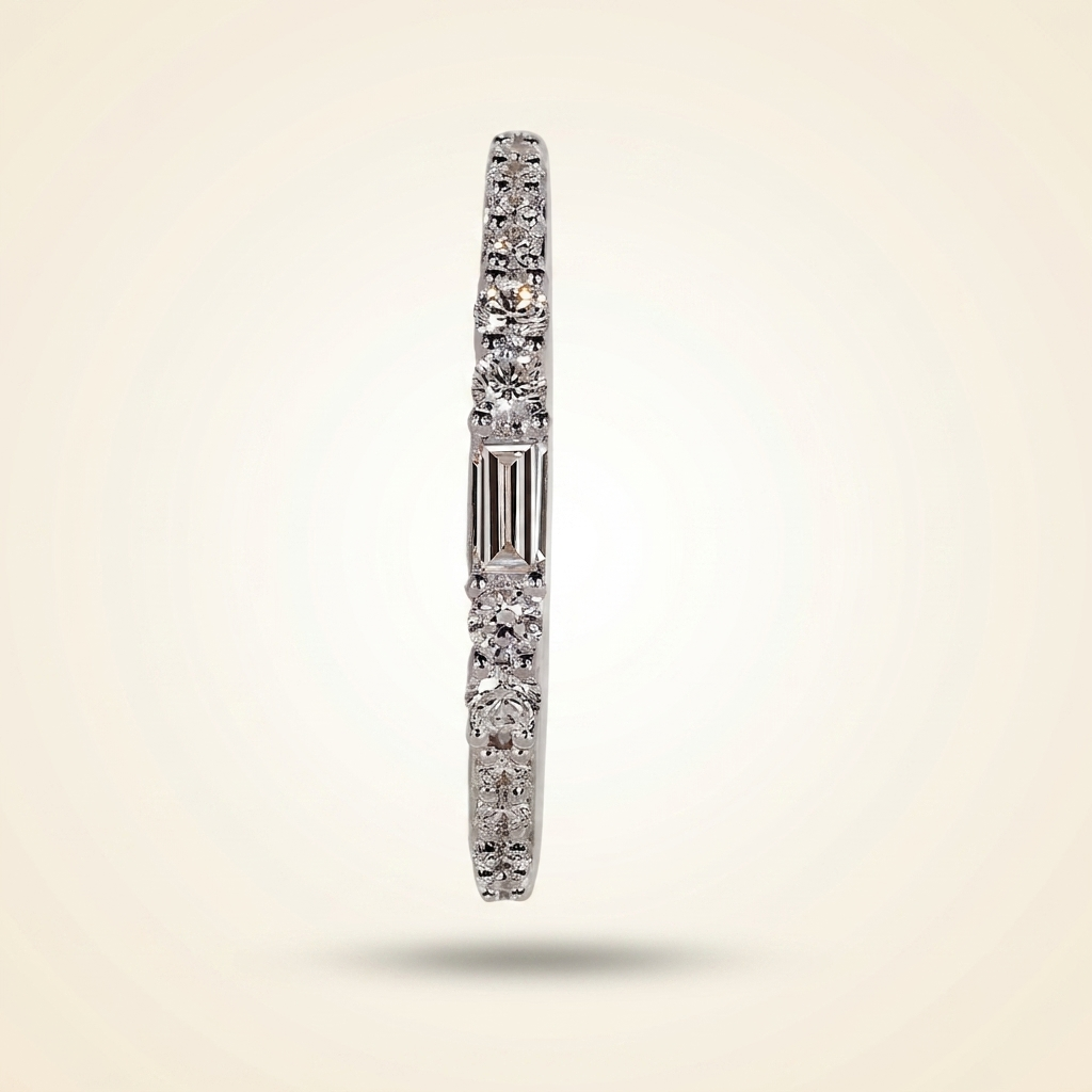 half eternity baguette and round cut diamond band