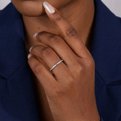 Half Eternity Baguette and Round Cut Diamond Band