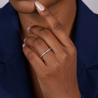 Half Eternity Baguette and Round Cut Diamond Band