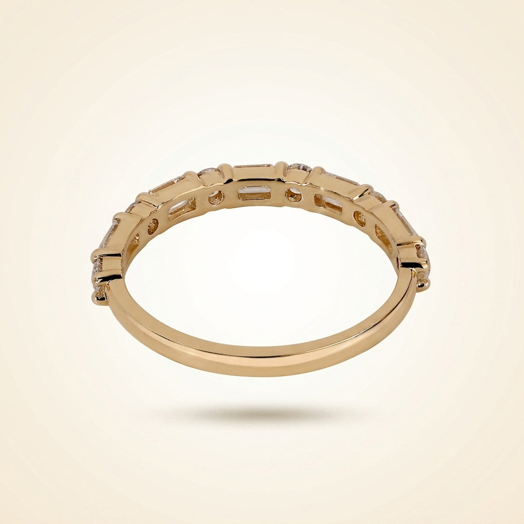 alternating emerald and round cut wedding band