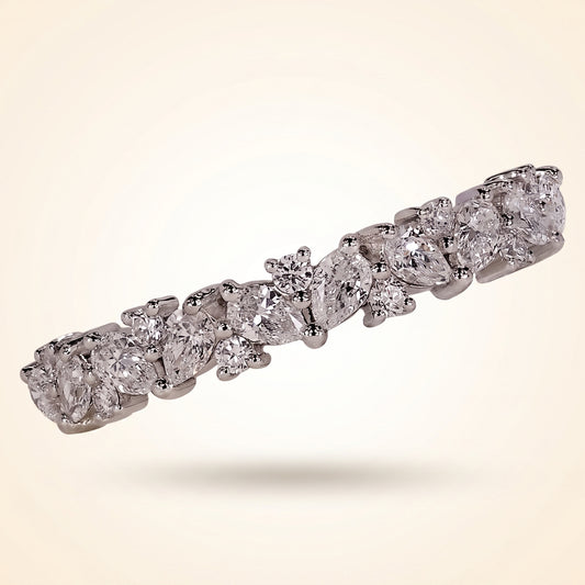 Cluster Pear and Round Cut Wedding Band