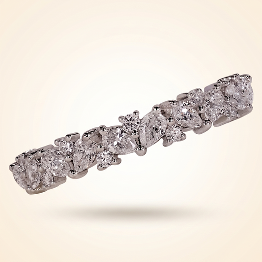 Cluster Pear and Round Cut Wedding Band
