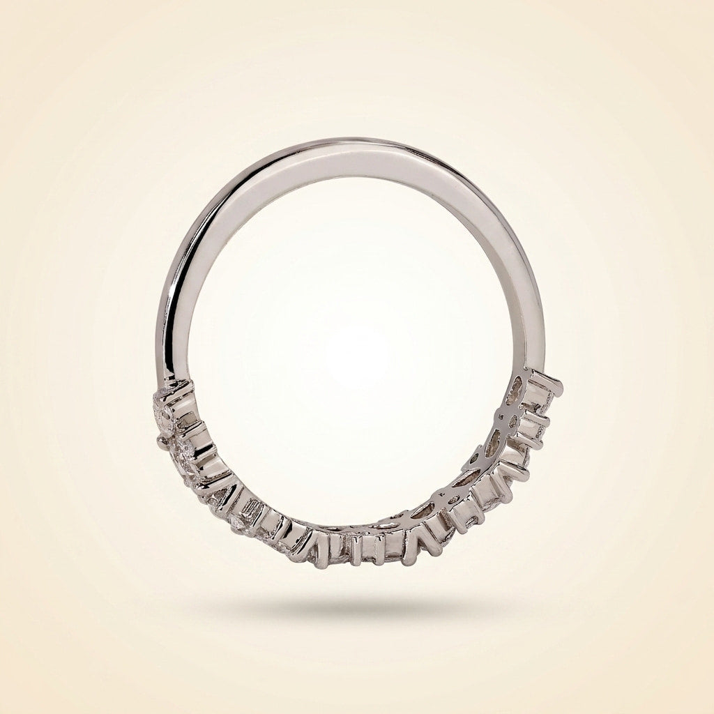 cluster pear and round cut wedding band