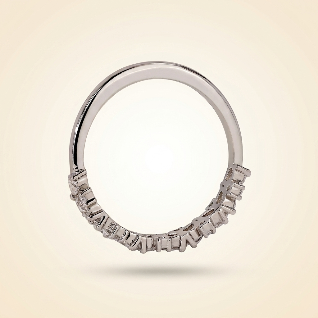 cluster pear and round cut wedding band