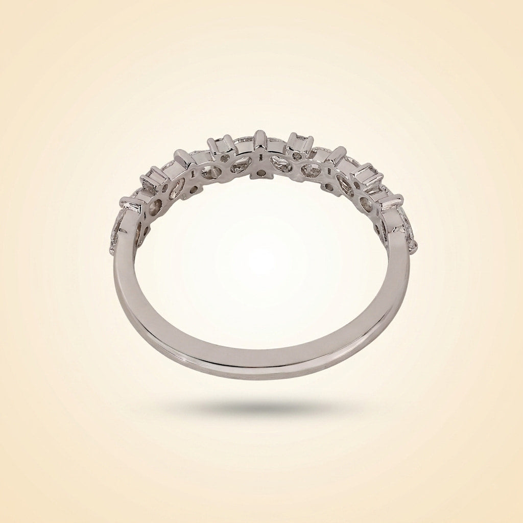 cluster pear and round cut wedding band