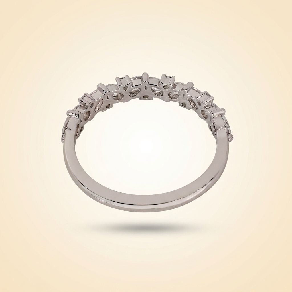 cluster pear and round cut wedding band