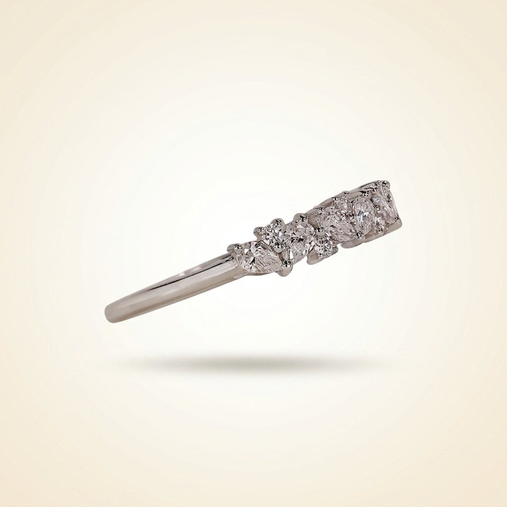 cluster pear and round cut wedding band