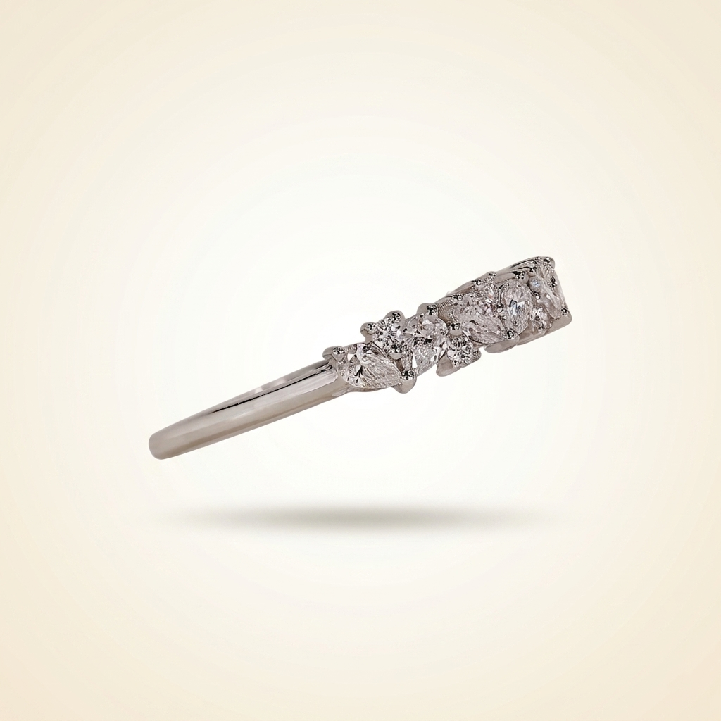 cluster pear and round cut wedding band