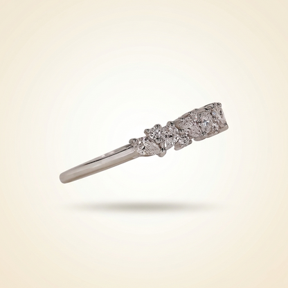 Cluster Pear and Round Cut Wedding Band