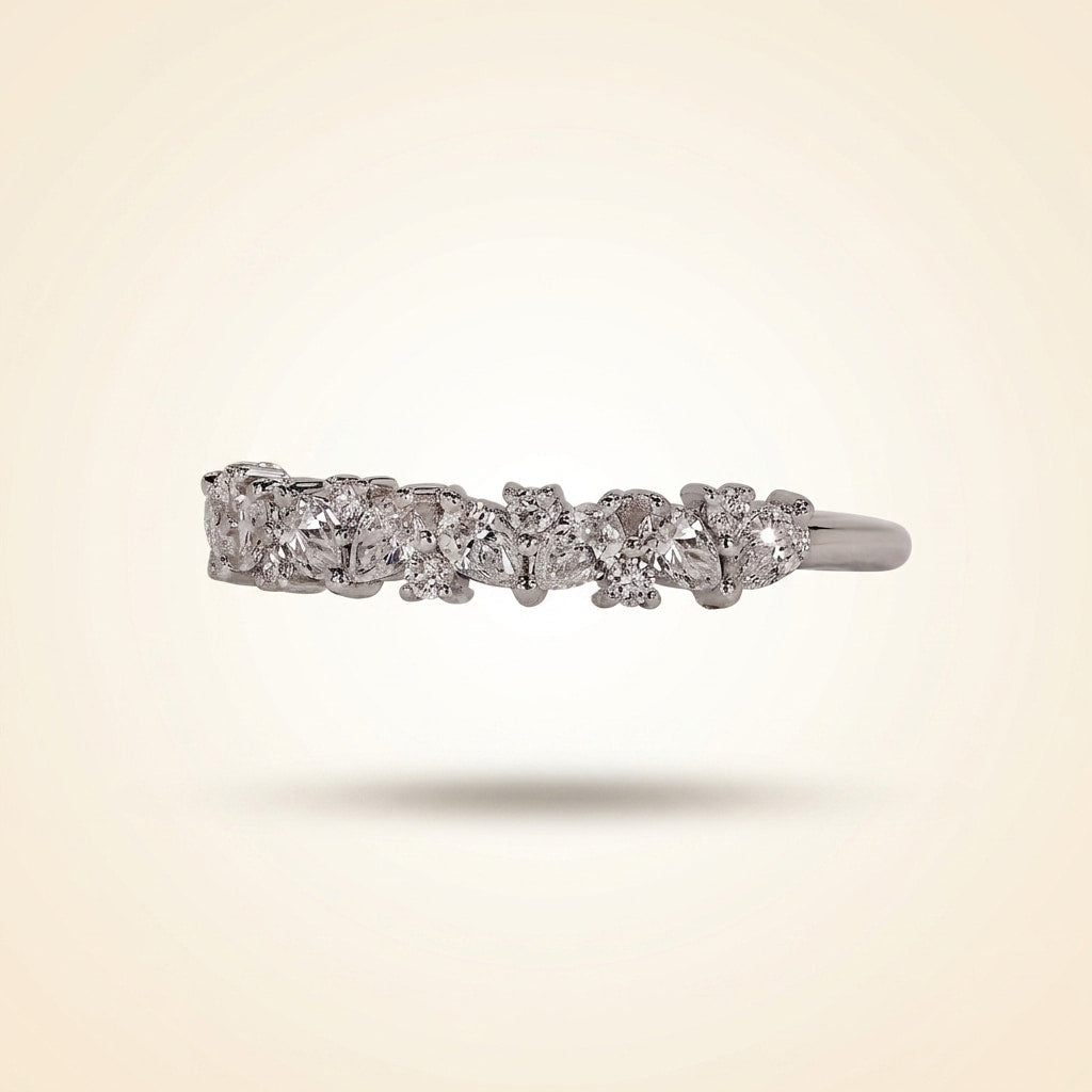 cluster pear and round cut wedding band