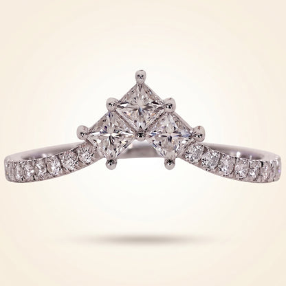 Princess Cut Chevron Diamond Curved Wedding Band