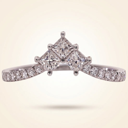 Princess Cut Chevron Diamond Curved Wedding Band
