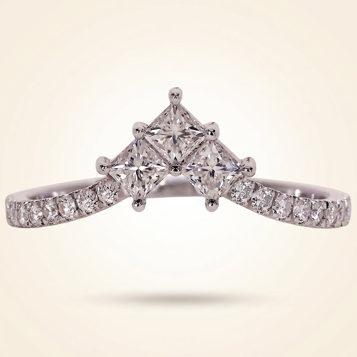 Princess Cut Chevron Diamond Curved Wedding Band