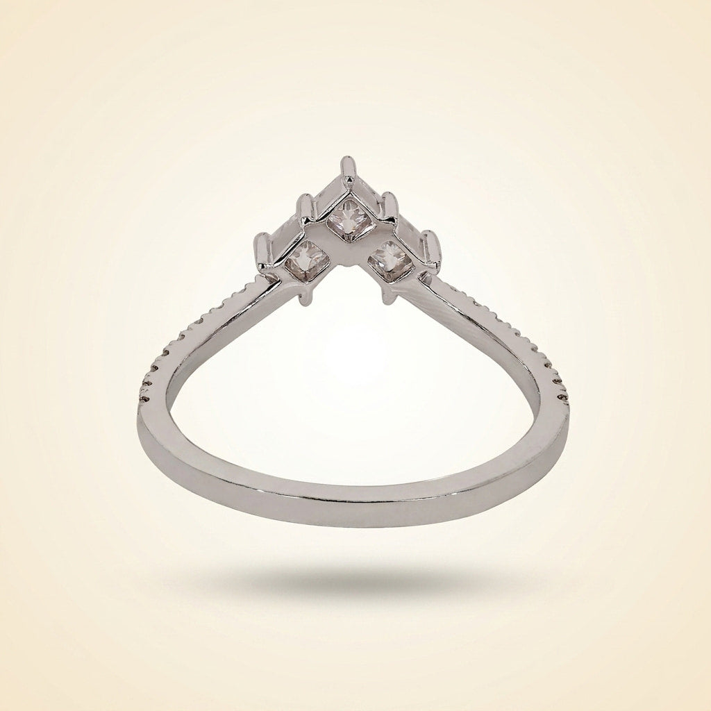princess cut chevron diamond curved wedding band