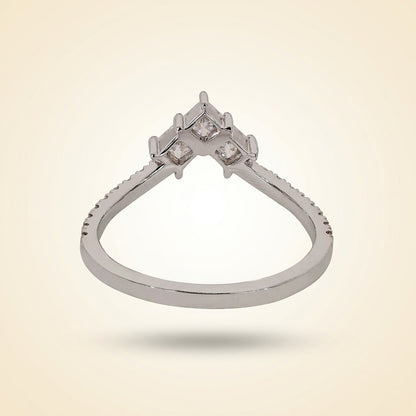Princess Cut Chevron Diamond Curved Wedding Band