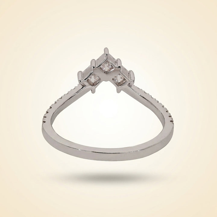 Princess Cut Chevron Diamond Curved Wedding Band