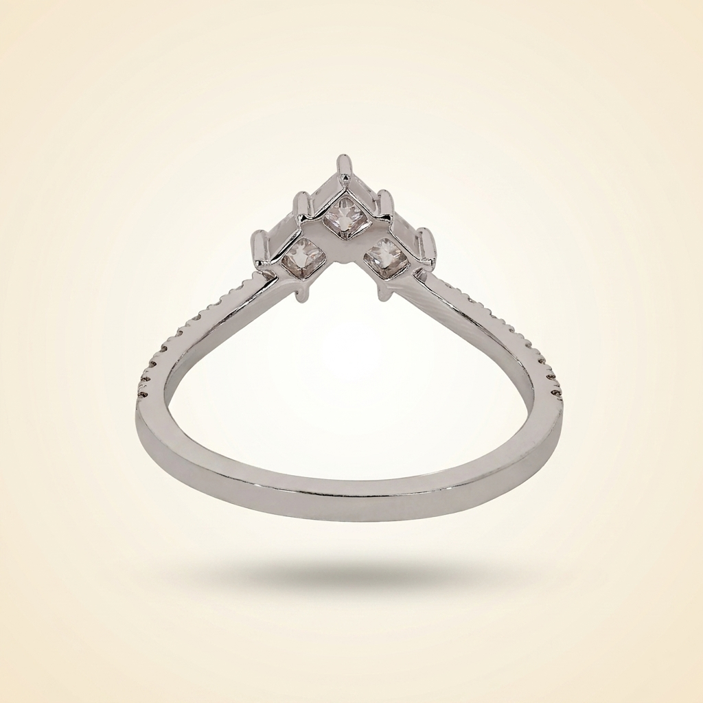 princess cut chevron diamond curved wedding band