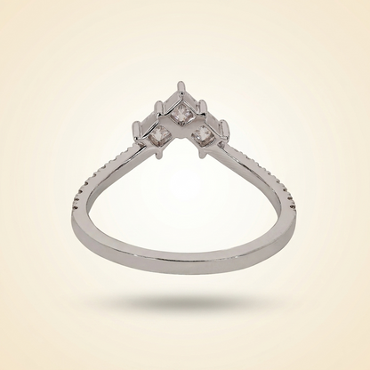 Princess Cut Chevron Diamond Curved Wedding Band