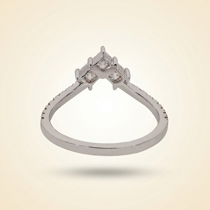 Princess Cut Chevron Diamond Curved Wedding Band