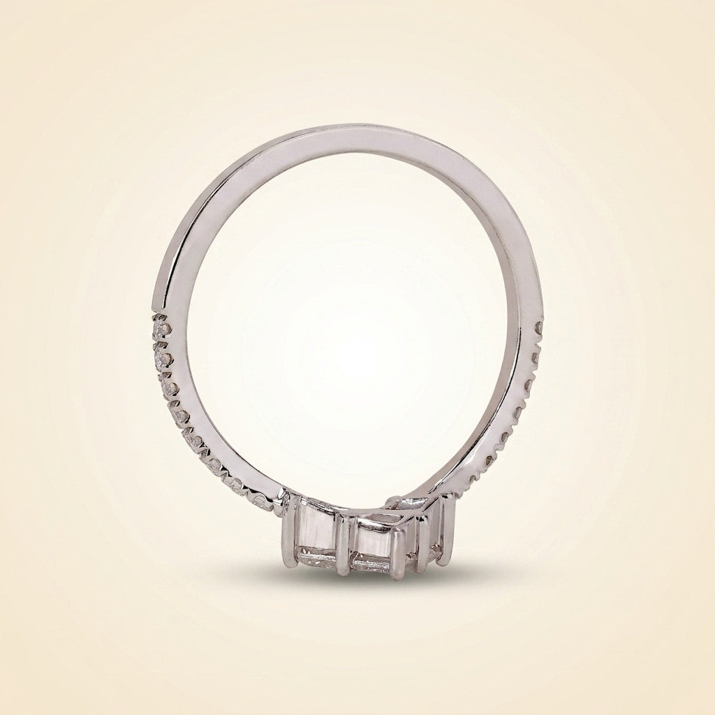 princess cut chevron diamond curved wedding band