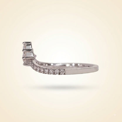 Princess Cut Chevron Diamond Curved Wedding Band