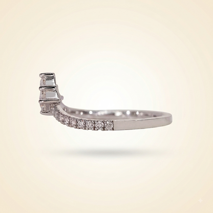 Princess Cut Chevron Diamond Curved Wedding Band
