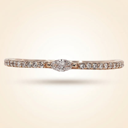 East-West Marquise Center Pave Diamond Band
