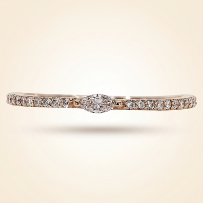 East-West Marquise Center Pave Diamond Band