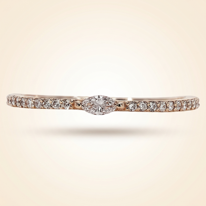 East-West Marquise Center Pave Diamond Band