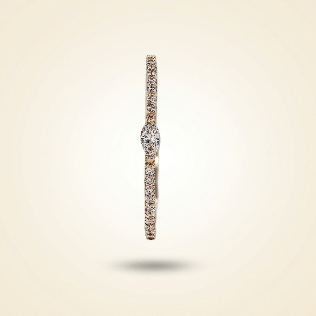 east-west marquise center pave diamond band