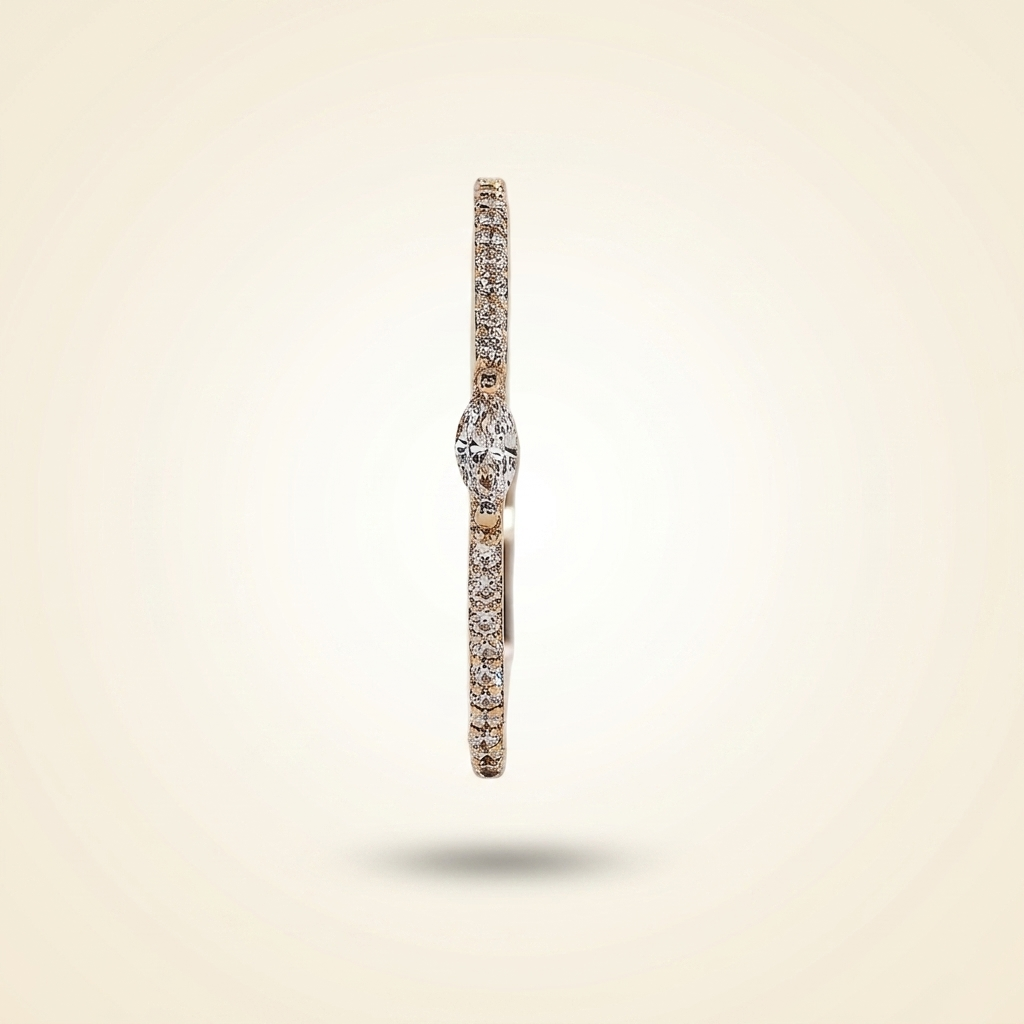 east-west marquise center pave diamond band