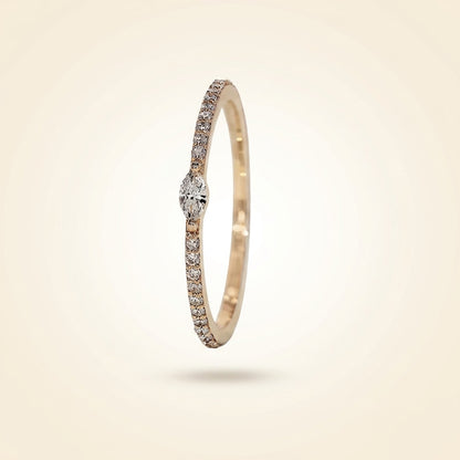 East-West Marquise Center Pave Diamond Band