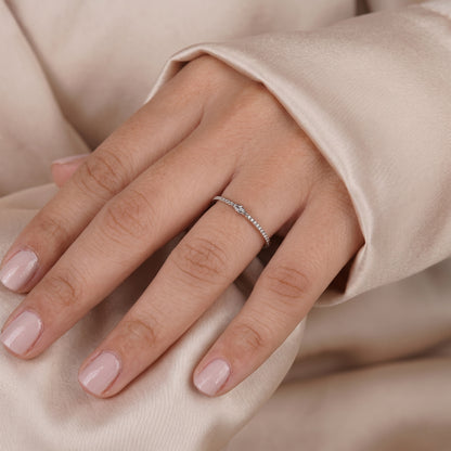 East-West Marquise Center Pave Diamond Band