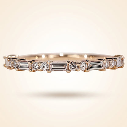 Alternating Baguette and Round Cut Diamond Band